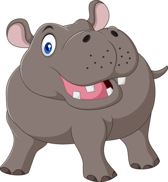 cartone animato ippopotamo sorridente isolato su sfondo bianco
 - Vettoriali, immagini