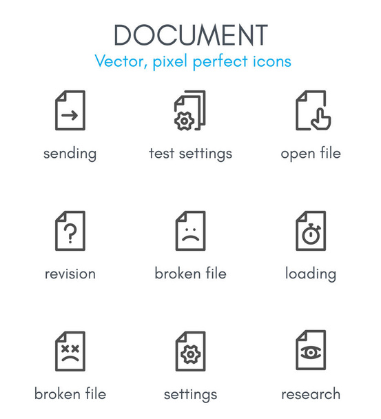 Document theme, line icon set - Vector, Image