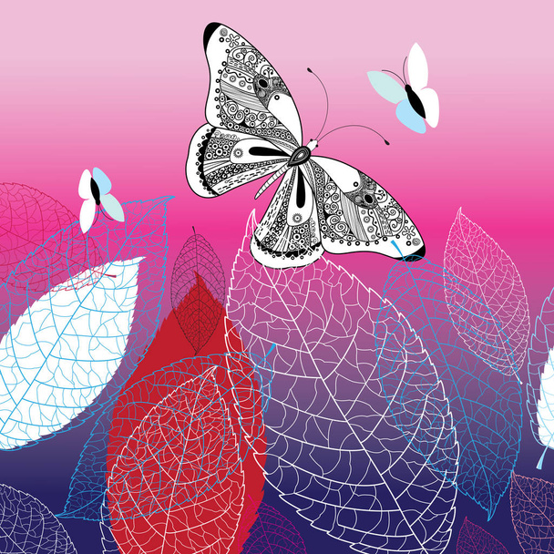 Vector background with beautiful butterflies  - Vector, Image