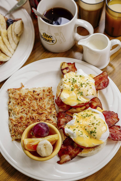 fried eggs and bacon - Фото, изображение