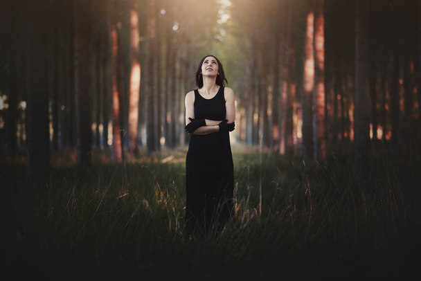 красива молода жінка в лісі
 - Фото, зображення