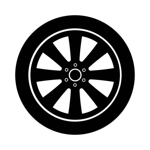 Auto wiel zwarte kleur pictogram . - Vector, afbeelding