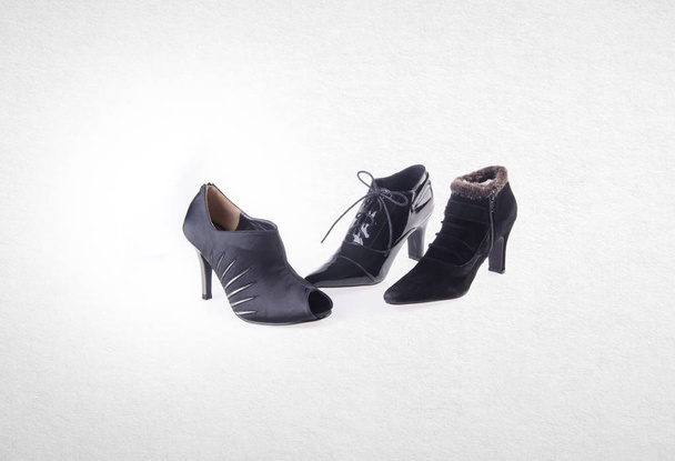 shoe or black color lady shoes on a background. - Fotoğraf, Görsel