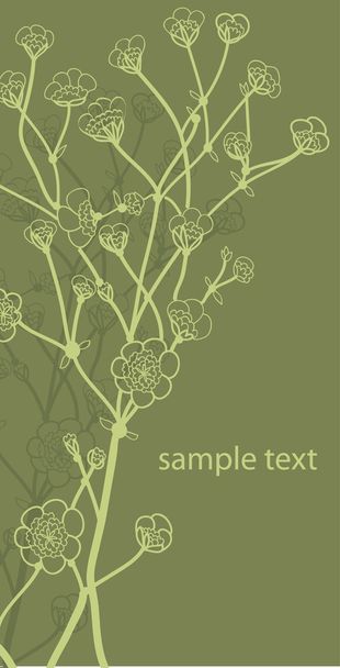 Beautiful card with branch and flowers w - Vector, Image