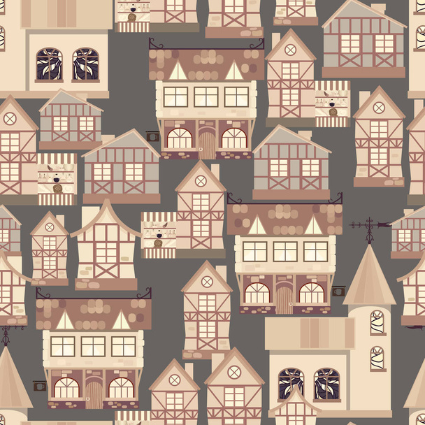 中世都市のシームレス パターン - ベクター画像