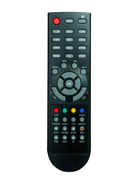 TV de controle remoto isolado no fundo branco - Foto, Imagem