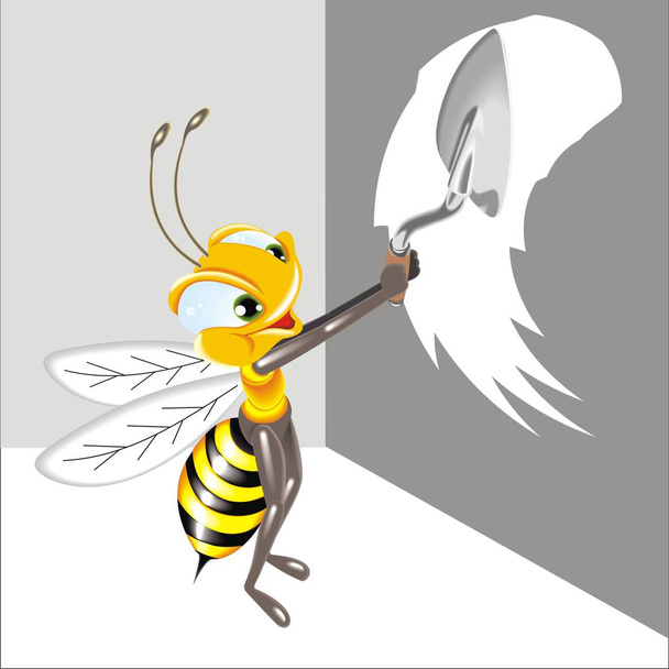 Векторная иллюстрация пчелы с лопаткой
 - Вектор,изображение