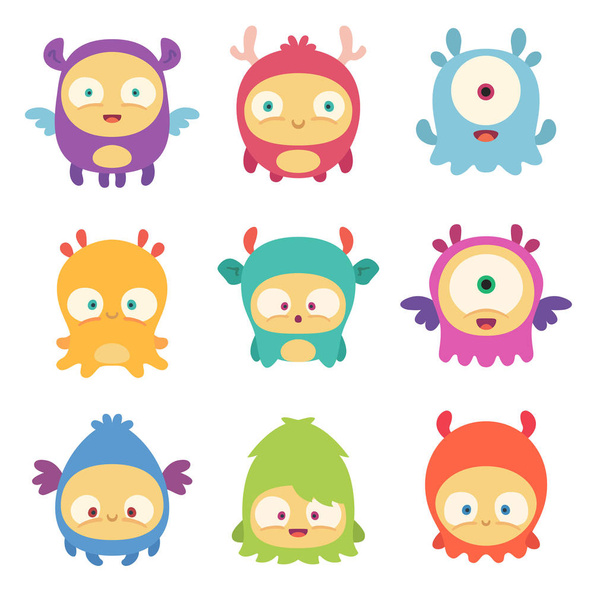 Set of cartoon monsters - Vector, Image