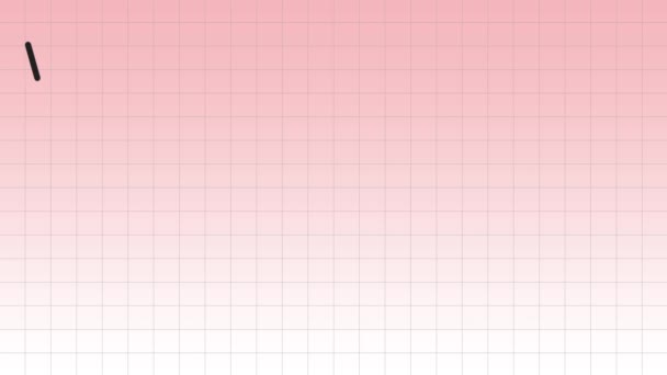 ピンクの市松模様の背景に青くなる黒の右下がりのグラフの統計量の概念 - 映像、動画