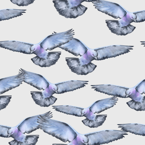 Hintergrund fliegende Tauben. nahtloses Muster.  - Foto, Bild