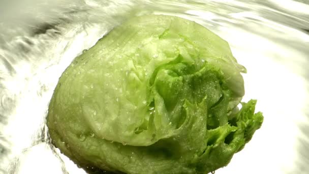 water flowing on ripe lettuce - Footage, Video