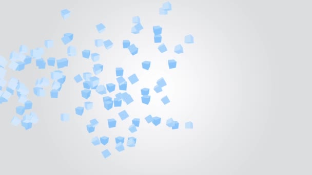 Falling blue cubes on gradient grey background - Footage, Video