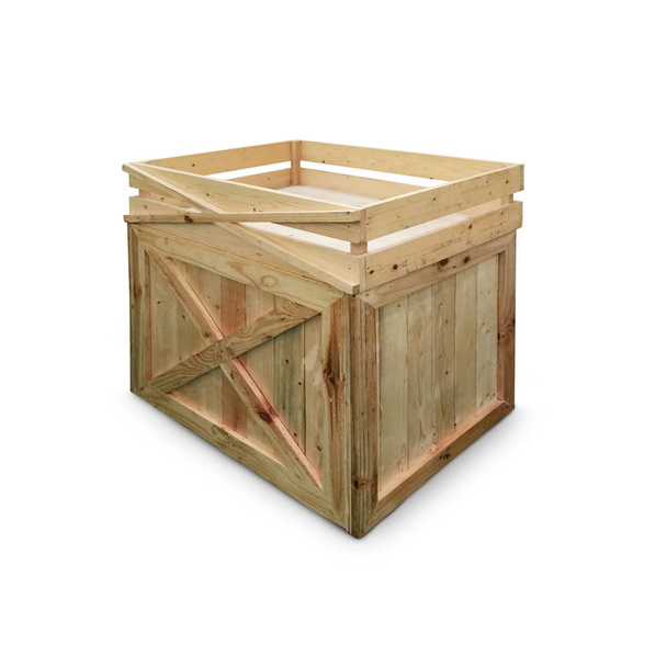 Caja de madera o caja de madera aislada sobre fondo blanco
 - Foto, imagen
