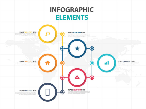 Business Infographic timeline process template, Colorful Banner text box desgin for presentation, presentation for workflow diagram design - Vetor, Imagem