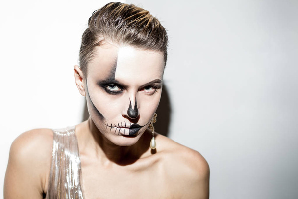 Beautiful woman with bright halloween makeup  - Foto, Imagem