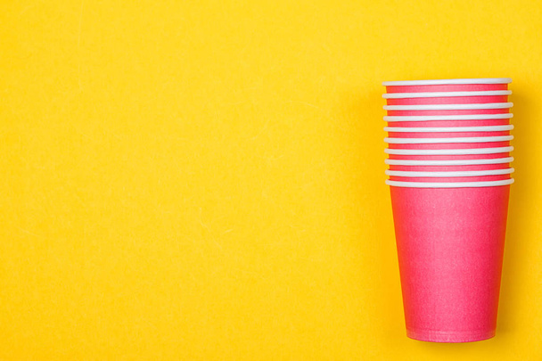 Stacks of pink paper cups - Photo, Image