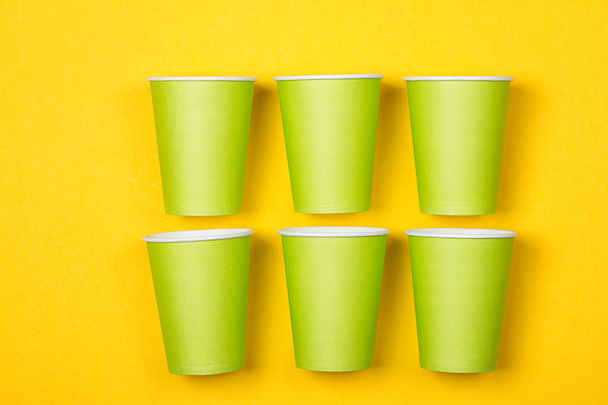 Set of green paper cups - Photo, Image