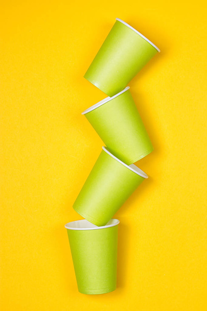 Set of green paper cups - Photo, Image