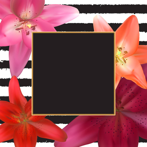Abstract Frame with Lily Flower. Natural Background. Vector Illustration - Vector, Image