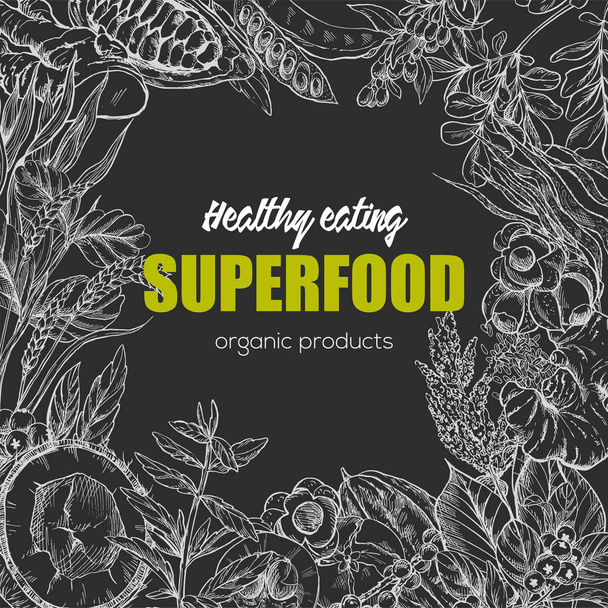 Superfood, ρεαλιστικό πλαίσιο σχεδιασμός μακετών - Διάνυσμα, εικόνα