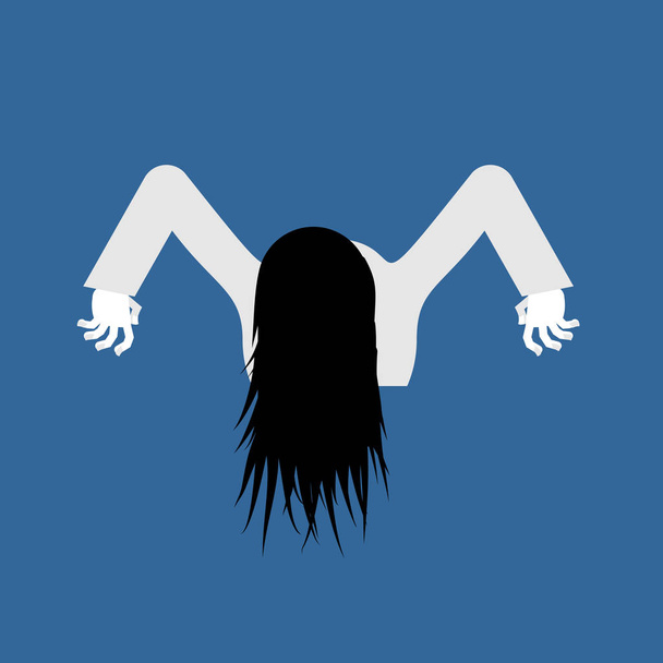 Heks zombie geïsoleerd. Zombie meisje met lang haar. Illustratie  - Vector, afbeelding