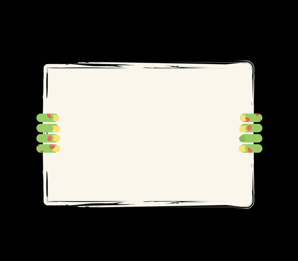 Zombie hand holding white sheet. Green hand holds and signboard - Vector, Image