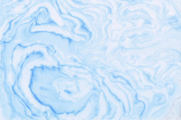Suminagashi marble texture hand painted with blue ink Digital paper Divine liquid abstract - Φωτογραφία, εικόνα