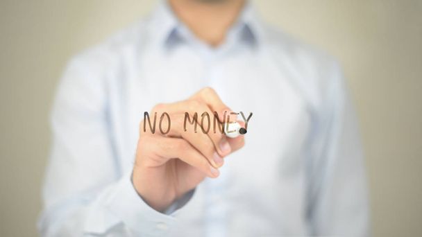 No Money, Man writing on transparent screen
 - Фото, изображение