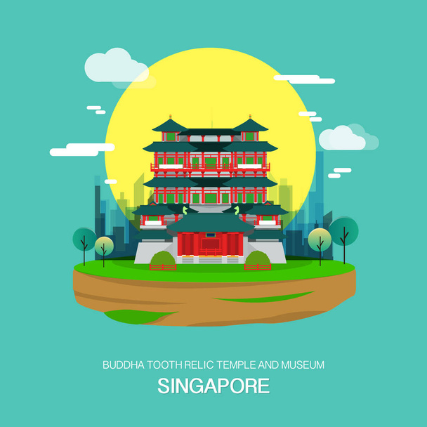 Buddha tooth relic temple and museum landmark in Singapore.vecto - Vector, Image