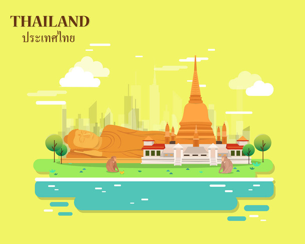 Templo y buddha para viajar en Tailandia illustration.vector
 - Vector, Imagen