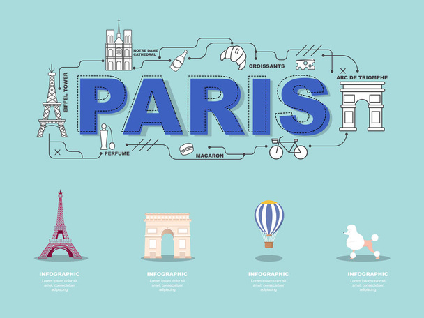 Mezník ikony pro cestování ve Francii ilustrace design Paříž - Vektor, obrázek