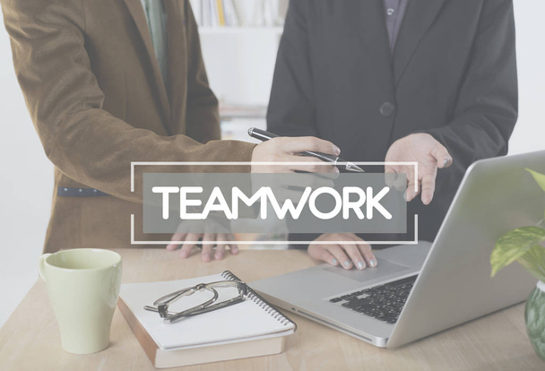 business people talking discussing concept teamwork in workplace - Fotoğraf, Görsel