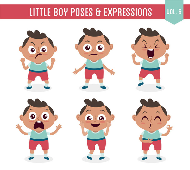 Posen und Gesichtsausdrücke eines kleinen Jungen (Bd. 6 / 8) - Vektor, Bild