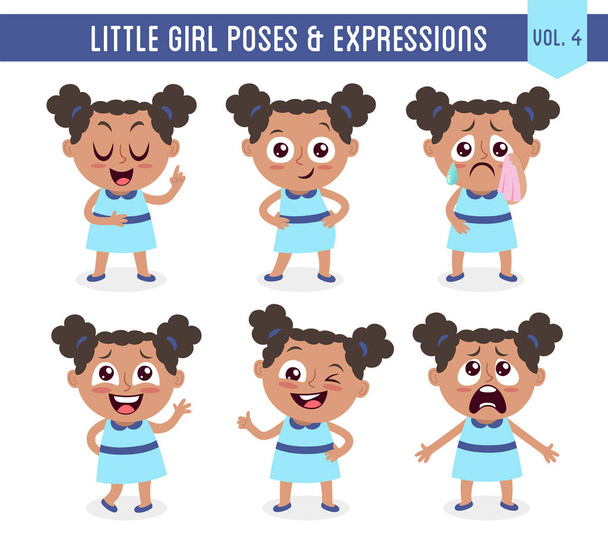 Posen und Gesichtsausdrücke kleiner Mädchen (Vol. 4 / 8) - Vektor, Bild