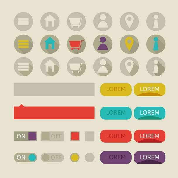 Kit de diseño plano de interfaz de usuario moderno en color moderno con botones, formas y otros elementos de interfaz
 - Foto, imagen