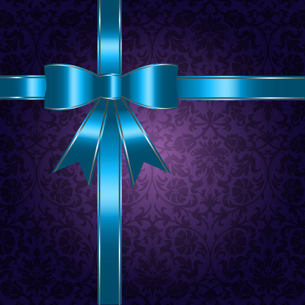 Vintage pattern on a violet background and a blue bow - ベクター画像