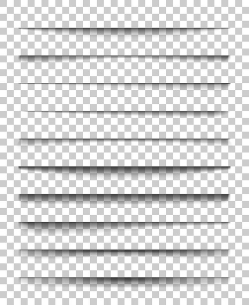 Page divider with transparent shadows. Set of pages separation vector isolated. Transparent realistic shadow for web banner and advertising. Vector illustration for your design, template and site. - Vector, Image