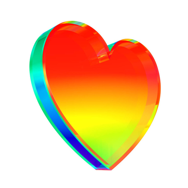 Barevné skleněné srdce na bílém podkladu - Fotografie, Obrázek