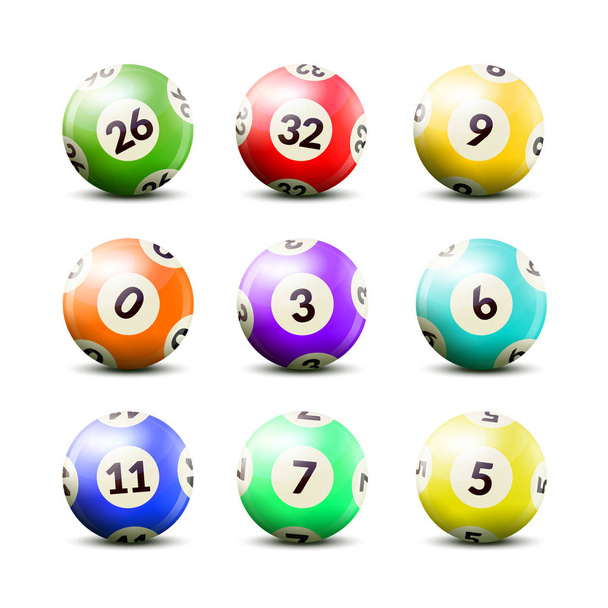 Loterie, číslované koule Set - Vektor, obrázek