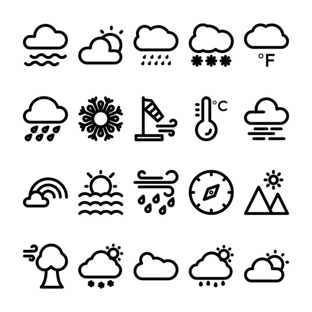 Weather Vector Line Icons Set 2 - ベクター画像