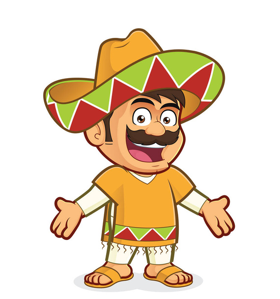 Mexican man in welcoming gesture - Vector, Image