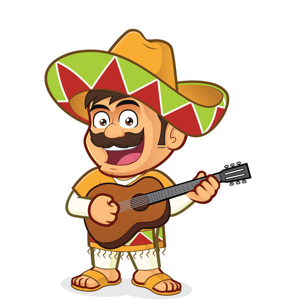 Mexican man playing guitar - Vektör, Görsel
