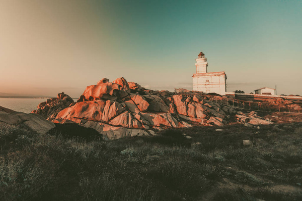 Capo Testa white lighthouse - Φωτογραφία, εικόνα