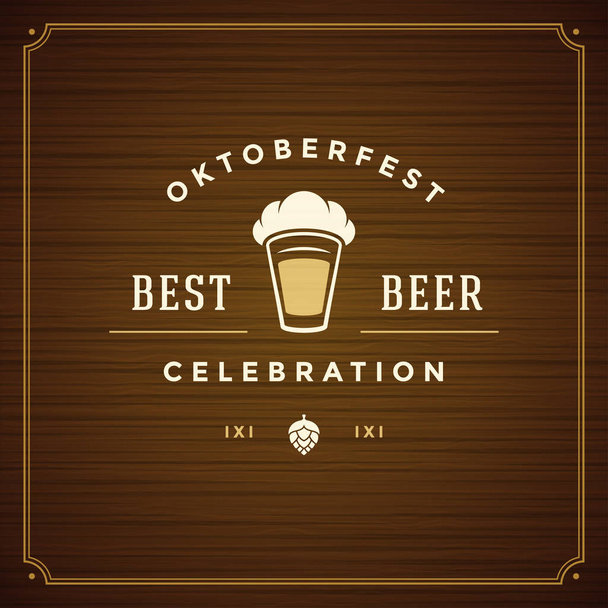 Oktoberfest beer festival celebration vintage greeting card or poster - Vector, Image