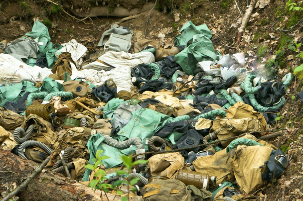 ekoloji, kirlenme, gaz maskesi, çöp, atılan, dökümü, çöp - Fotoğraf, Görsel