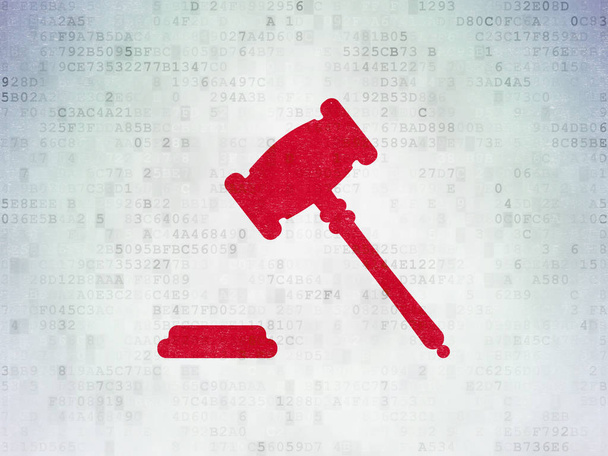 Law concept: Gavel on Digital Data Paper background - Photo, Image
