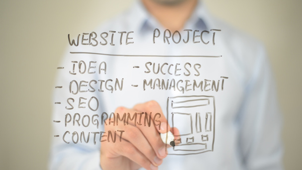 Site Web Projet, Concept, Homme écrivant sur un écran transparent
 - Photo, image