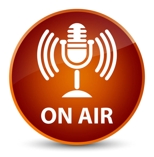 On air (icona microfono) elegante pulsante rotondo marrone
 - Foto, immagini
