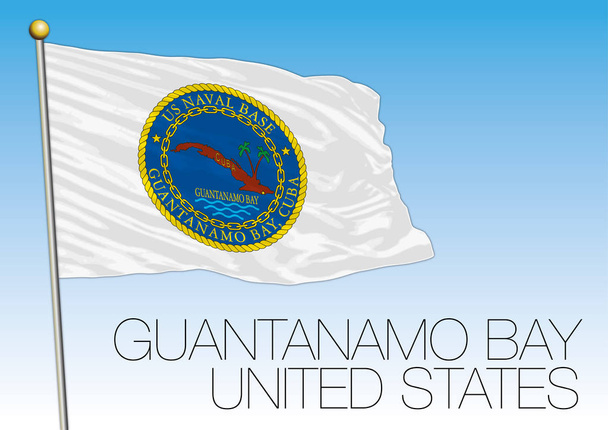 Κόλπος του Γκουαντανάμο σημαία, Ηνωμένες Πολιτείες, Κούβα - Διάνυσμα, εικόνα