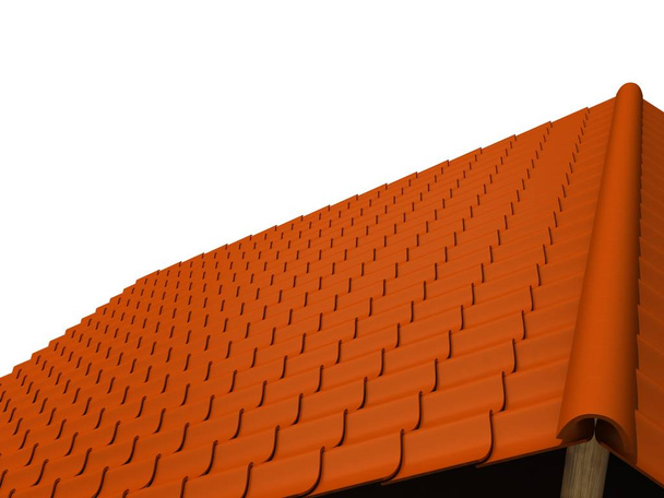 closeup tiled roof 3d rendering - Photo, Image